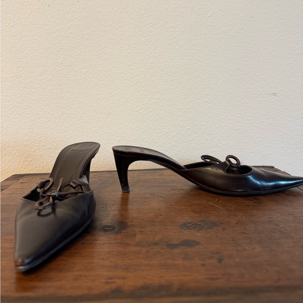 Bally Chocolate Brown Leather Mules